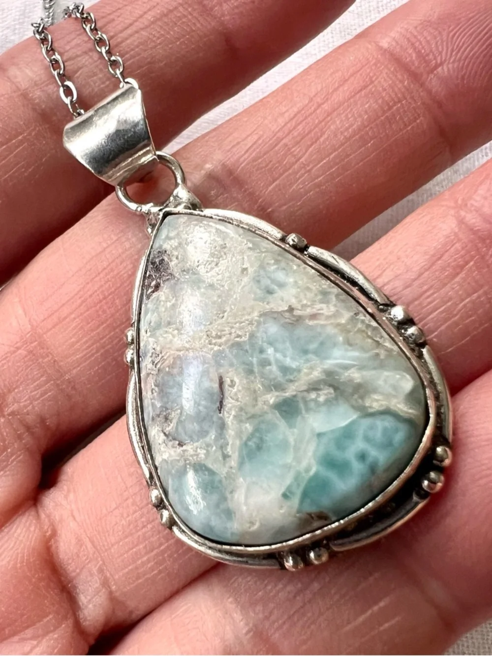 925 Calming Caribbean Larimar Pendant Necklace